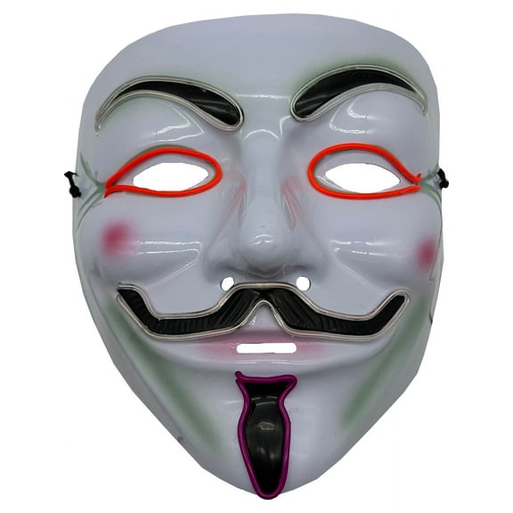 Studio Halloween Guy Fawkes Mask With Aqua Party Wire EL Light Up Costume Accessory