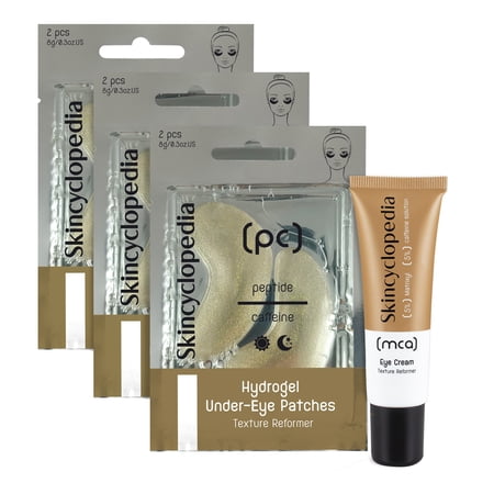 Skincyclopedia Caffeine & Matrixyl 3000 Pro Eye Cream, Hydrogel Eye Patches for Dark Circles, Anti-Aging Under Eye Solution for Anti-Aging Under Eye Solution for Wrinkles, Dark Spots & Texture Repair