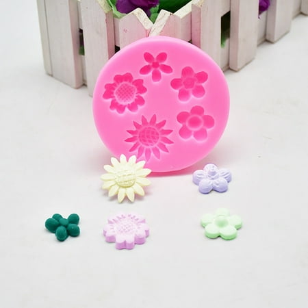 

Rdeuod Chocolate Cake Cookie Mold Five-Hole Flower Silicone Fondant Icing Mould Wedding Cake Mold Decoration For Candy Jello Cake Chocolate Covered Sandwich Cookies Pink