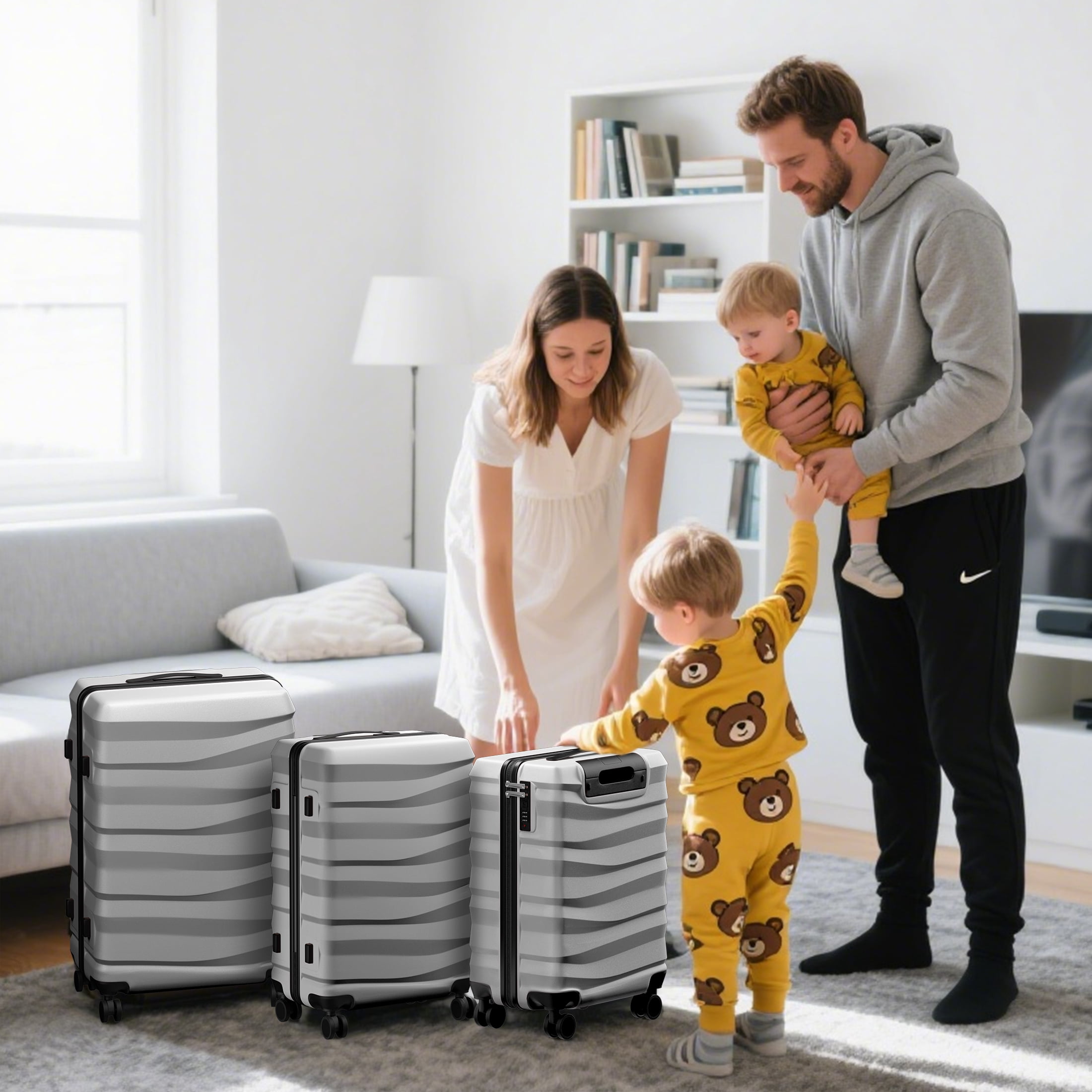 Luggage Sets 3 Piece Lightweight Luggage with Spinner Wheels ABS Travel Suitcase with TSA Lock 20 24 28 inch Carry on Luggage Silver