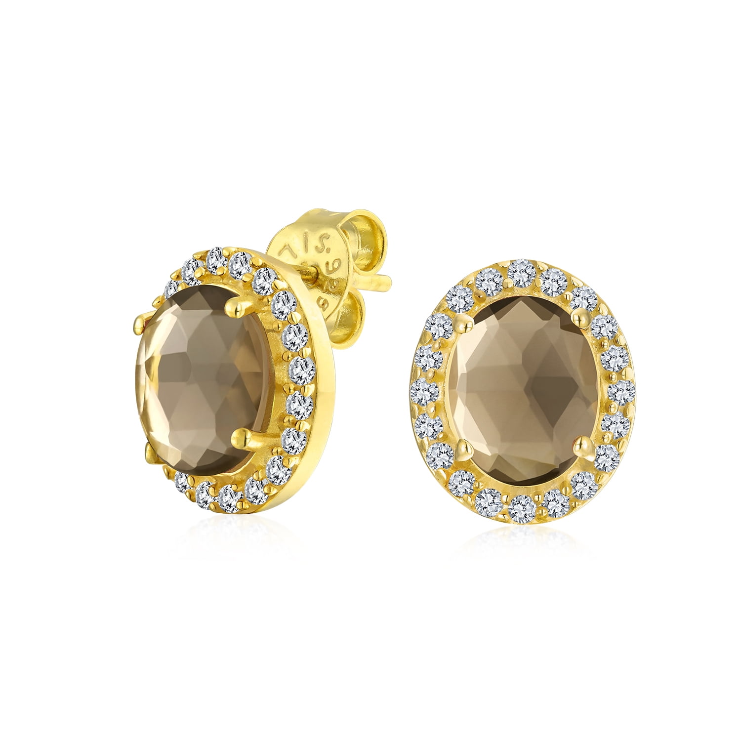 Details about   Smokey Quartz & Diamond Earrings Sterling Silver or Gold Plate June Birthstone