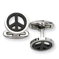 thumbnail image 1 of Stainless Steel Black Plated Peace Symbol Cufflinks Cuff Link Collar Stay, 1 of 6