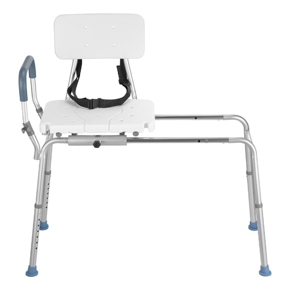 Sliding Shower Chair with Backrest - 400 lbs Tub Transfer Bench for Elderly & Disabled, Height Adjustable, Heavy Duty Bathroom Safety Seat