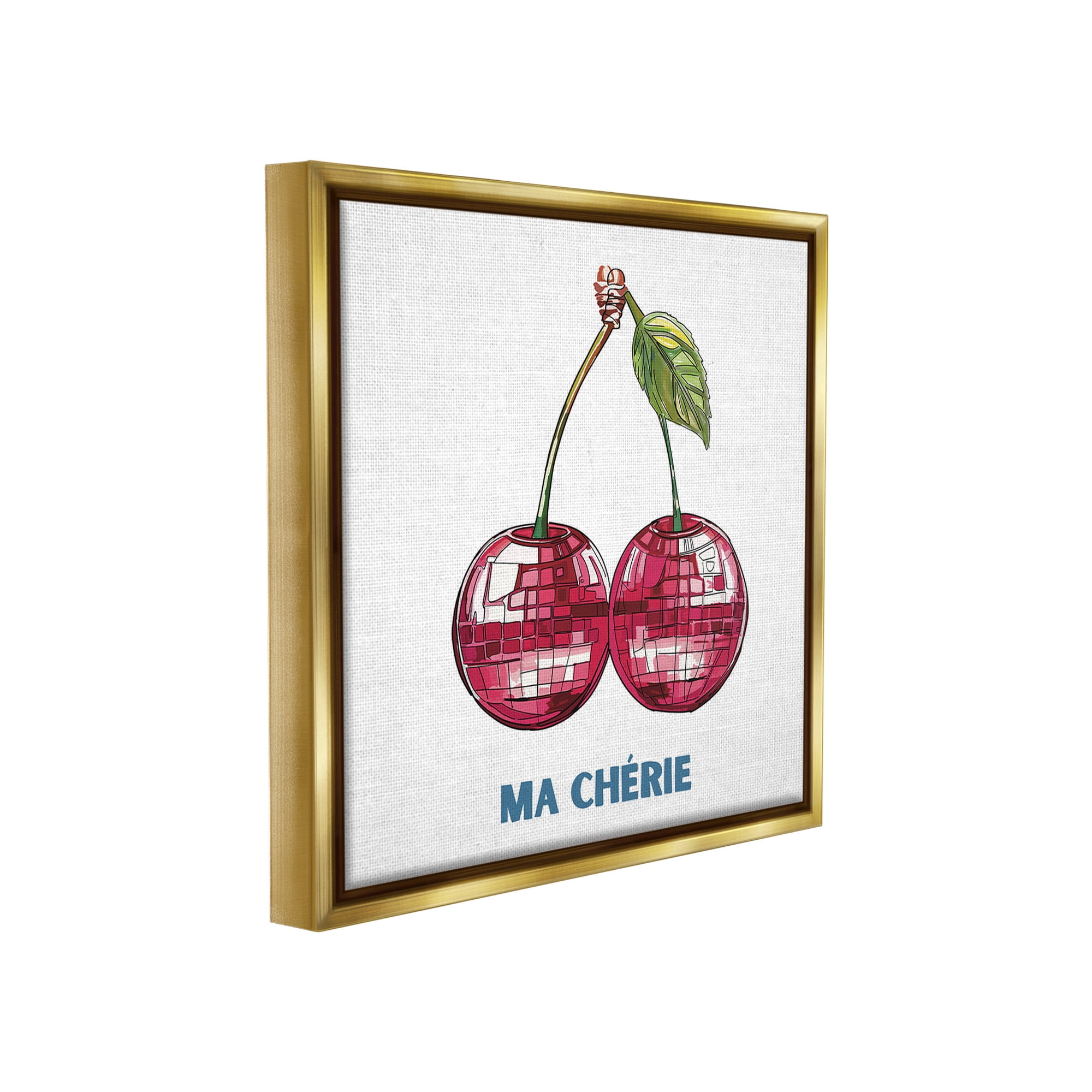 Stupell Industries Ma Cherie Cherries Food & Beverage Painting Gold Floater Framed Canvas Art Print Wall Art, 18 x 18
