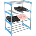thumbnail image 1 of Estante para zapatos de 4 niveles, organizador de zapatos, estante compacto apilable, soporte para zapatos de piso para espacio estrecho, organizador, 1 of 4