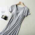 thumbnail image 3 of Women Short Sleeve Built-in Bra Padded Long Nightdress Sleepwear Pajamas Nightgown, 3 of 8