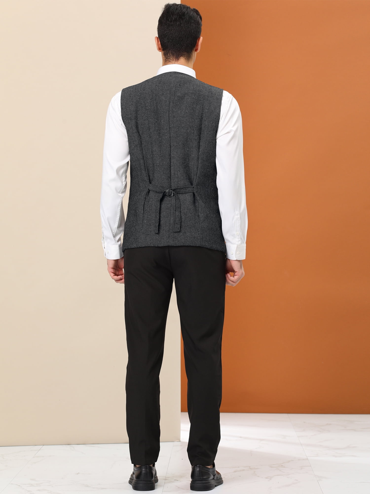 Unique Bargains Men's Dress Vest Double Breasted Slim Fit Prom Sleeveless Waistcoat S Black