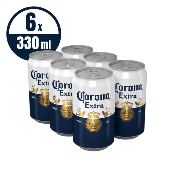 Cerveza Corona Extra 6 latas con 330 ml c/u