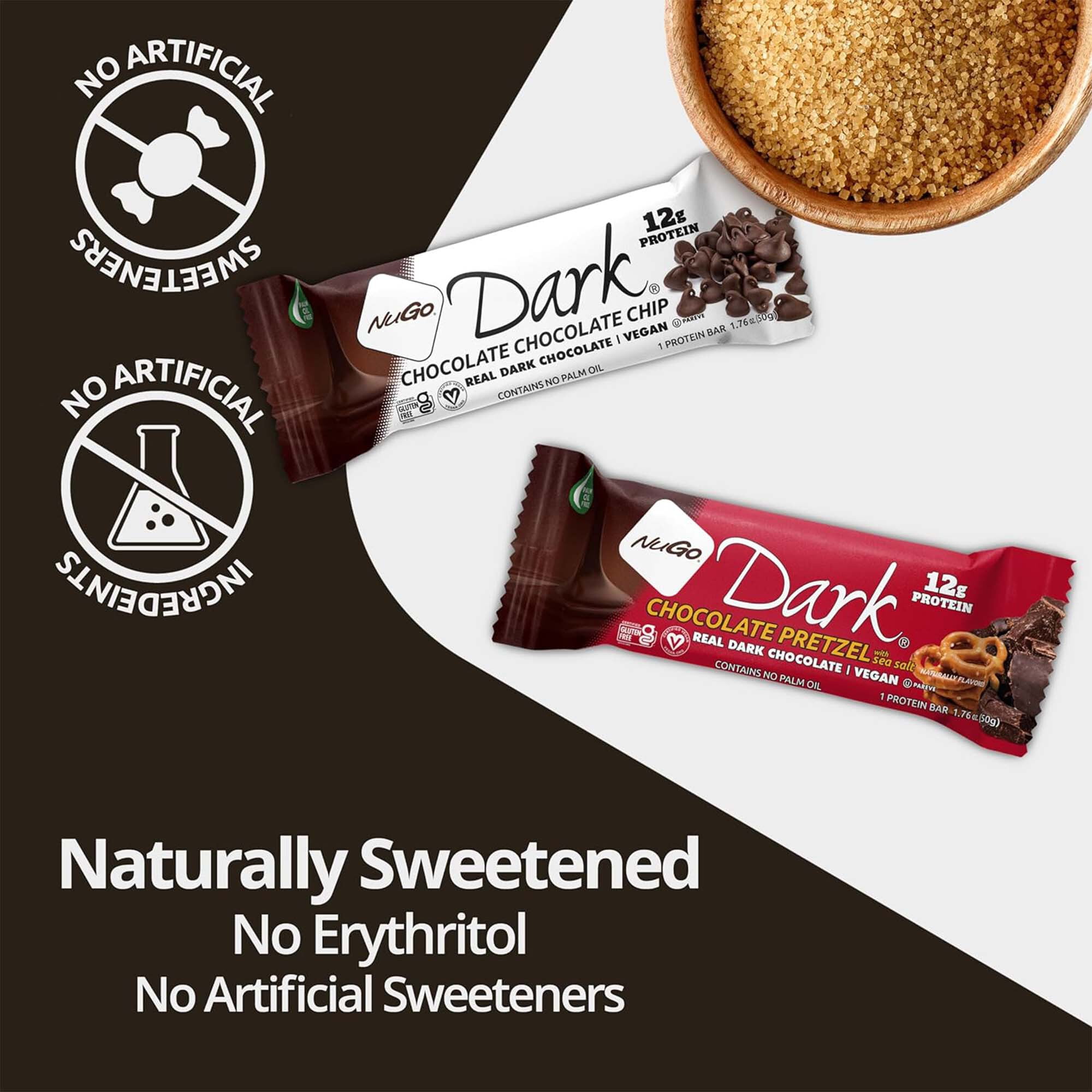 NuGo Dark Chocolate Coconut, 10g Vegan Protein, Gluten Free, 12 Count