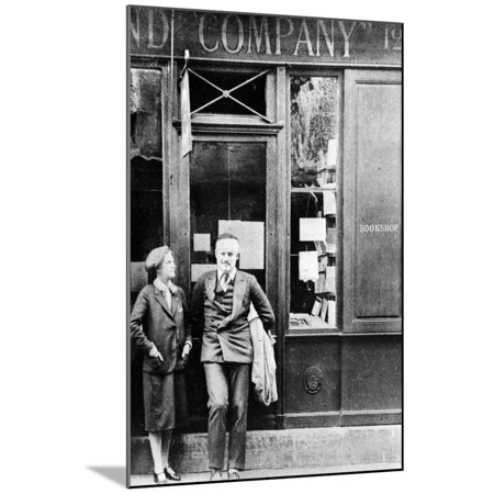 Multi Bookshop (Sylvia Beach and Ernest Hemingway in Front of Shakespeare and Company Bookshop, C.1928 Wood Mounted Print Wall)