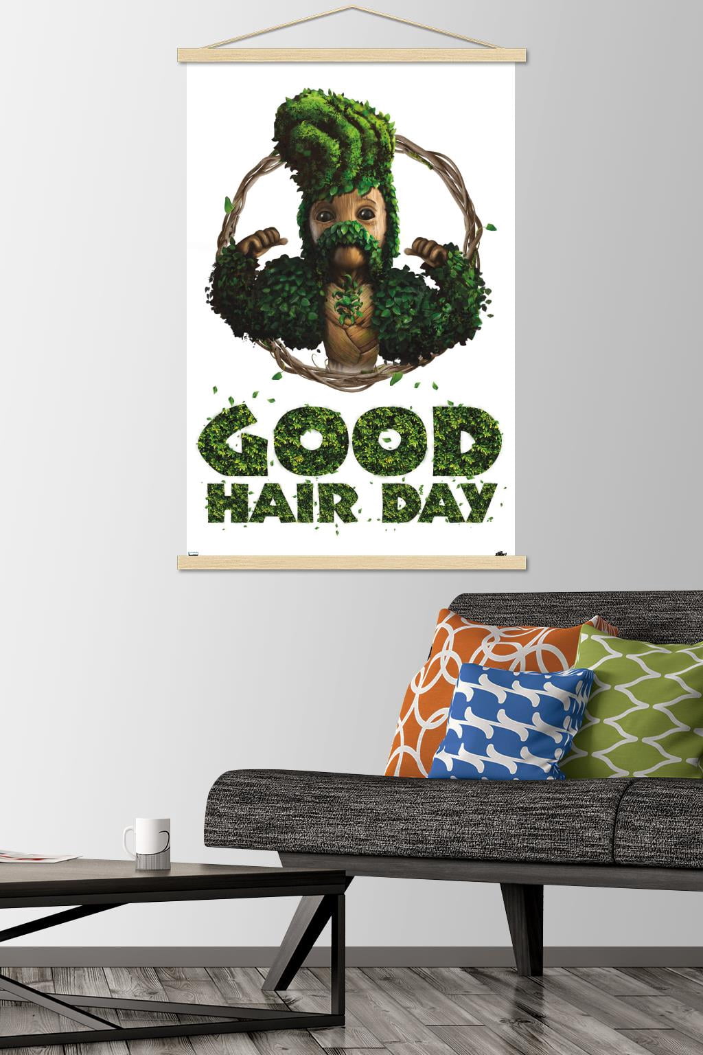 Marvel I Am Groot - Good Hair Day Wall Poster with Magnetic Frame, 22.375" x 34"