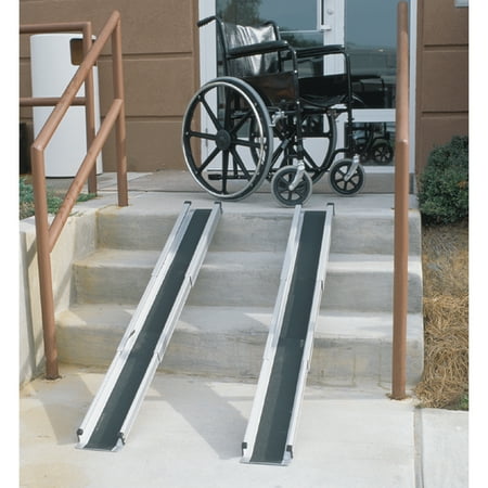 DMI Portable Wheelchair Ramp for Home, Van, Steps, Adjustable Telescoping Retractable Lightweight Wheelchair Ramp with Cover, Adjustable Length from 3 to 5 Feet, 4.5 Inch Inside (Best Flooring For Wheelchairs)