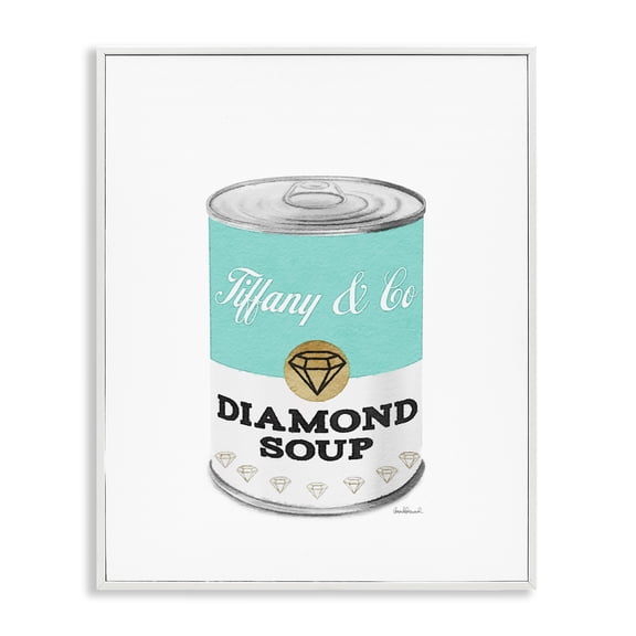 Stupell Industries Eclectic Blue Fashion Condensed Diamond Soup Glam Pop White Framed Giclee Art, 11 x 14, by Amanda Greenwood
