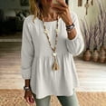 thumbnail image 2 of BUIGTTKLOP Womens Babydoll Tops V Neck Peplum Blouse Smocked Loose Fitted Tunic Top Puff Sleeve Dressy Tee Shirts, 2 of 8