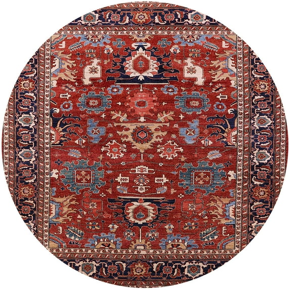 Ahgly Company Machine Washable Indoor Round Industrial Modern Cranberry Red Area Rugs, 3' Round