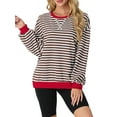thumbnail image 3 of Cueply Sweatshirt for Women Oversized Striped Long Sleeve Crew Neck Casual Loose Pullover Sweaters Tops, 3 of 7
