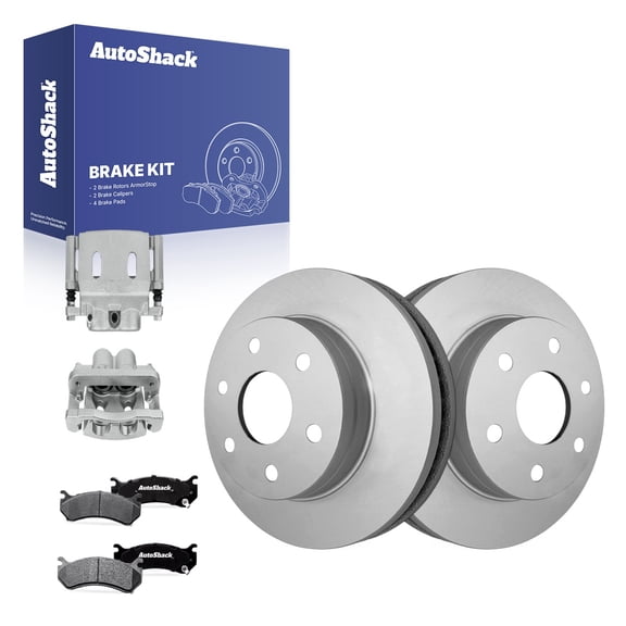 AutoShack Front Vented Coated Brake Rotors   Ceramic Pads   Calipers 8-PC Brake Kit Replacement for 2006 GMC Sierra 1500 ArmorStop 12.01" (305 mm)