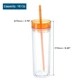 thumbnail image 2 of Skinny Acrylic Tumbler with Lid and Straw, 16 Oz Reusable Double Wall Cups, Clear Travel Tumblers (Orange), 2 of 6