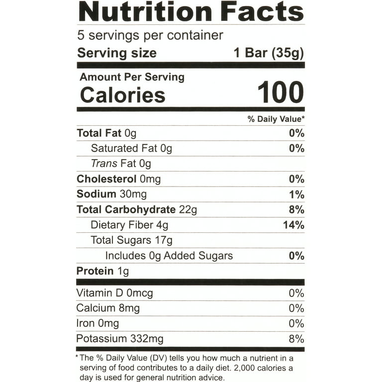 That's it.100% Natural Gluten-Free Soft/Chewy Apple/Strawberry Fruit  Bars,1.2oz,5 Ct.Shelf Stable Box 