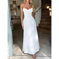 thumbnail image 2 of Boho Flowy Slit Lace Up Dresses for Women Going Out A Line Casual Sundress White S, 2 of 4
