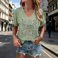thumbnail image 2 of DHFJKG Floral Graphic Tees For Women V Neck Relaxed Fit Short Sleeve T Shirt Summer Casual Daily Wear Versatile Tops, 2 of 4