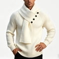 thumbnail image 4 of USNSM Men's Shawl Collar Button Front Knit Sweater Pullover Long Sleeve Business Casual Winter Warm Tops White L, 4 of 5