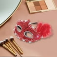 thumbnail image 4 of Unique Bargains 1 Pce Masque Demi-Visage Princesse à Plumes pour Fête Masquée Rouge, 4 of 5