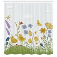 thumbnail image 3 of Garden Art Shower Curtain, Artistic Hand-Drawn Sketch of Lively Summer Garden with Birds and Wildflowers, Fabric Bathroom Set with Hooks, 69W X 84L Inches Extra Long, Multicolor, by Ambesonne, 3 of 3