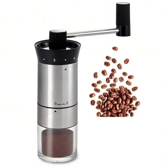 Stainless Steel Manual Coffee Grinder - Adjustable Hand Crank Mill for Precision Brewing, Portable for Camping & Travel