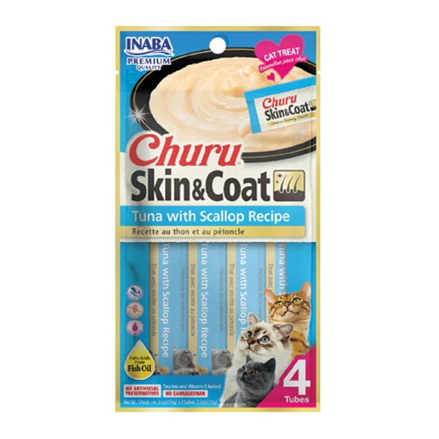 Inaba Churu Skin&Coat Atún Vieira Premio Cremoso para Gatos