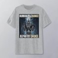 thumbnail image 2 of Tiweut Casual Women Tops Human By Chance Alpha By Choice Cool Funny Alpha Wolf Meme T-Shirt,Grey,2XL, 2 of 4
