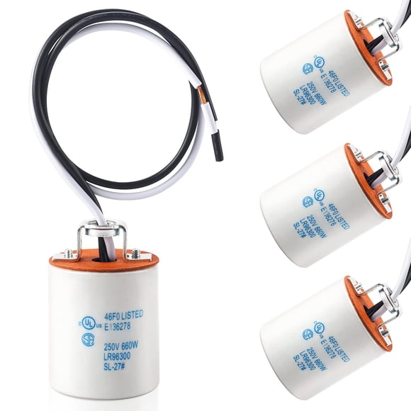 DiCUNO E26 Ceramic Wired Light Socket, Standard Medium Base Lamp Holder with Pigtail, UL CSA Listed 18 AWG Connector for Halogen Incandescent LED Lig