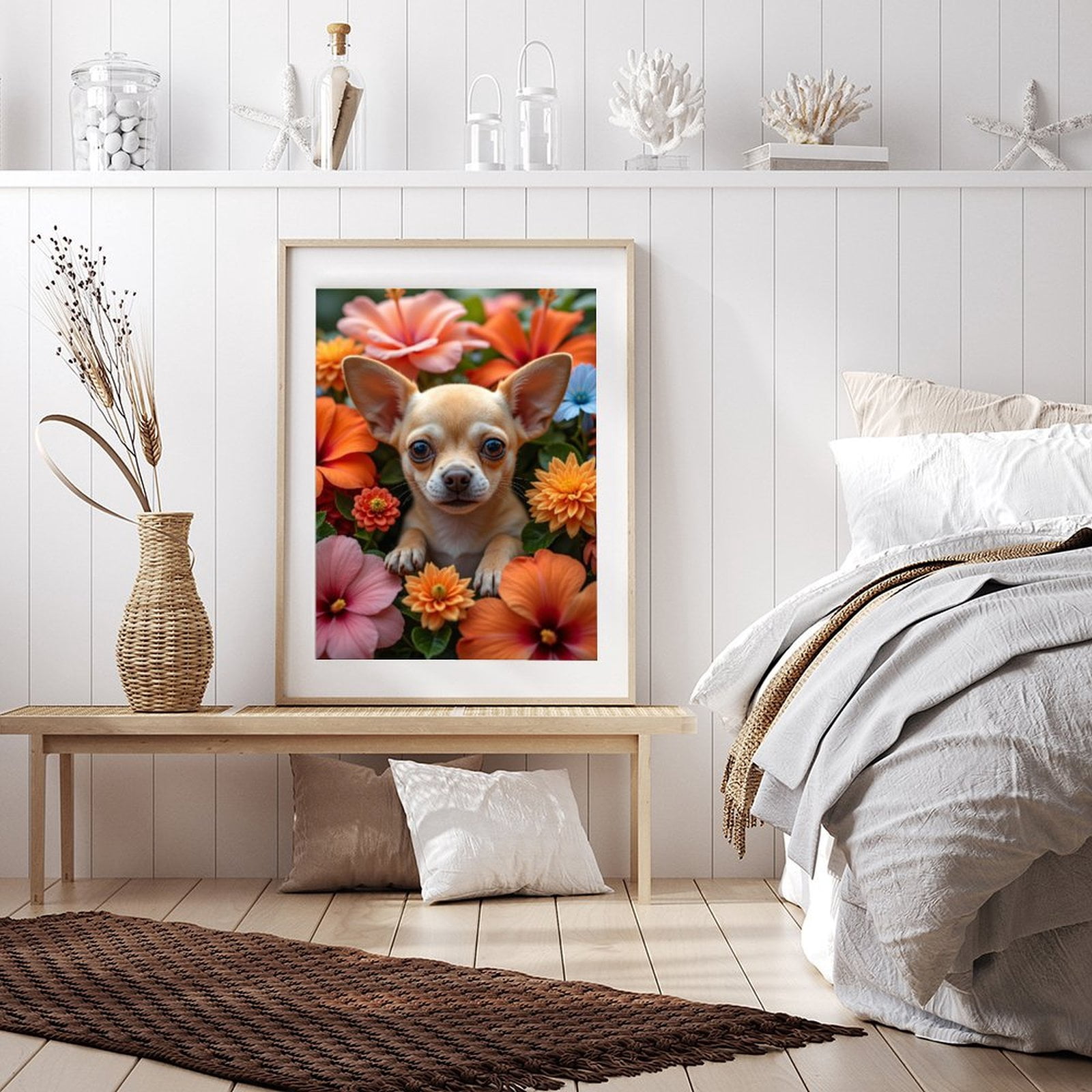 Diamond Art Kits for Adults - 5d Chihuahua Among Vibrant Blooms Diamond Painting for Adults, Diamond Art for Adults Beginners, Diamond Painting Kits for Adults for Home Wall Decor