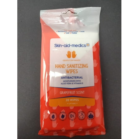 Skin-Aid-Medics Antibacterial Hand Sanitizing Wipes - Grapefruit Scent - 20ct