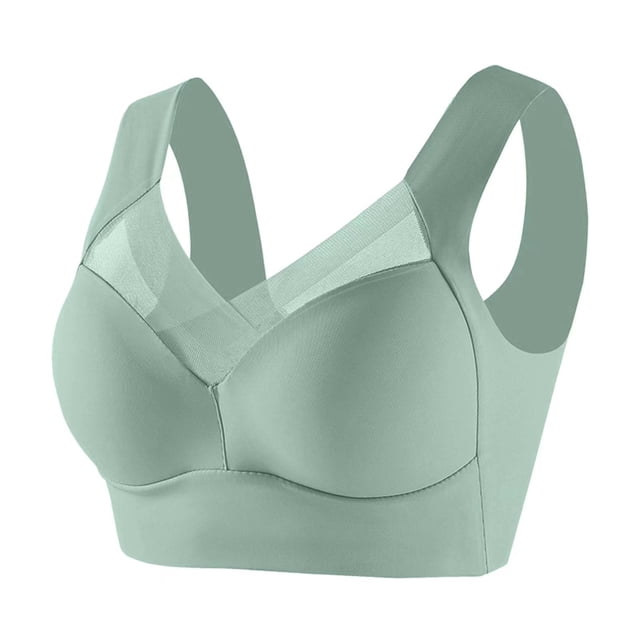 Ploknplq Bras for Women,Wide Strap Bras for Women,Breathable Bras for Women,Thin Laceless Brater Buckle Bra Vest Bralette Wireless Bra,Bralettes for Women,Bras for Women No Underwire Green 4XL