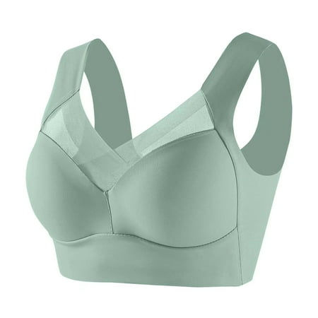 Clearance!Uooqdmx Bras for Women Bralettes for Women Comfortable Breathability Underwear Large Size Brater Buckle Female Bra Bralette Wireless Bra Wireless Bras for Women Green 6XL