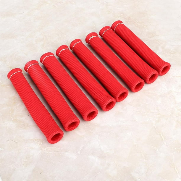 Tebru Spark Plug Cover,8pcs 1600 Degree Spark Plug Protector Red Wire Boot Heat Shield Cover