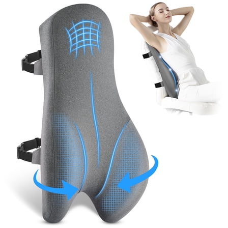 KAIPARA Memory Foam Lumbar Support Back Pillow for Office Chair, High Back Support Pillow for Lower Back Pain Relief, Ergonomic Back Cushion with Adjustable Straps for Office, Gaming, Car Seat & Home