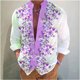 thumbnail image 1 of Camisa de cuello alto para hombre con estampado digital 3D de flores, manga larga, botones, cómoda y suave, para primavera y verano, 1 of 6