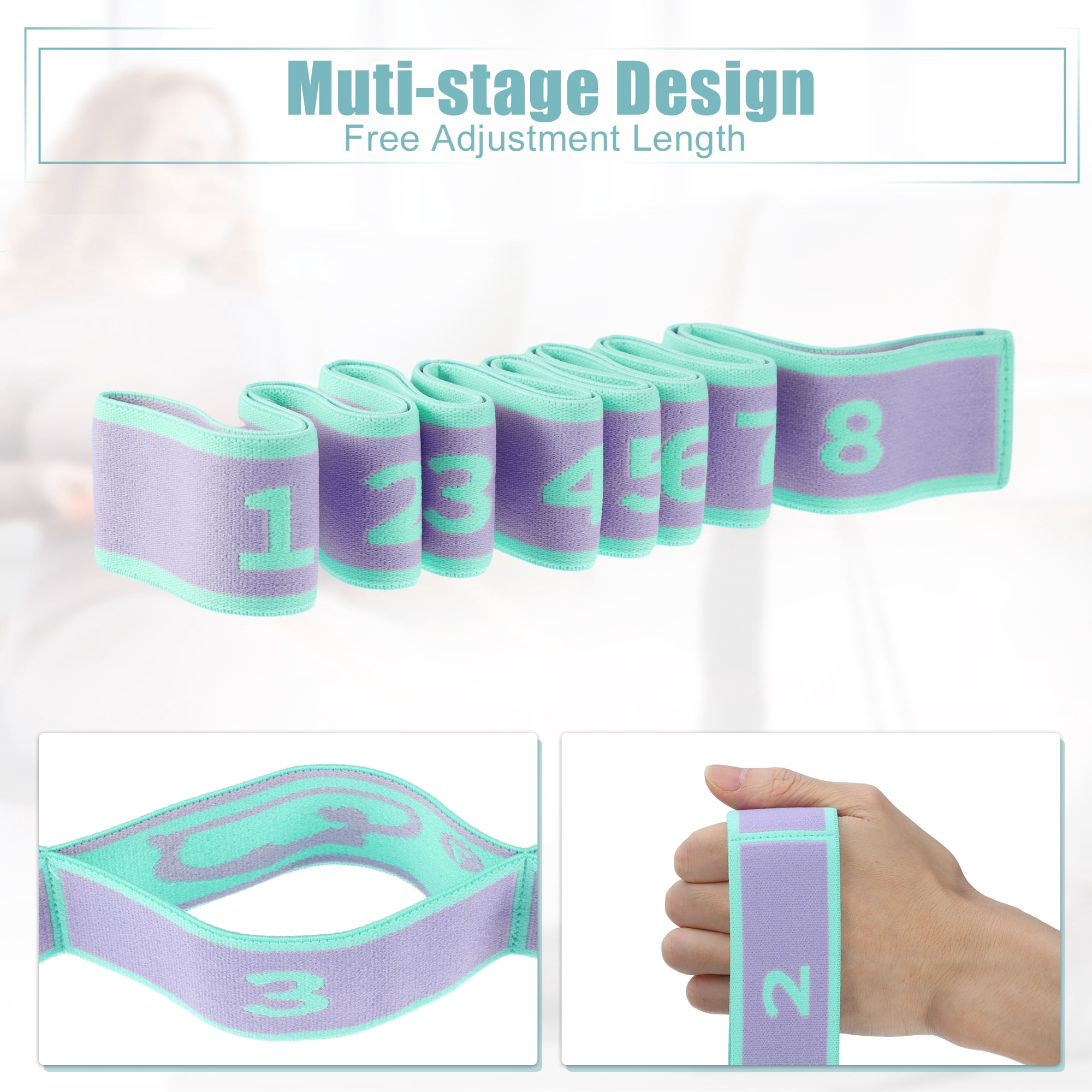 Unique Bargains Highly Yoga Stretching Band with 8 Loops for Effective Stretching Purple