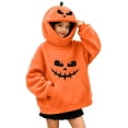 thumbnail image 3 of Sentuca Girls and Boys Hoodies Halloween Innovation Pumpkin Long Sleeve Sweatshirts Solid Color with Pockets Warm Tween Clothes Size 13Y, 3 of 8
