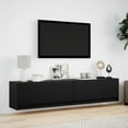 TV wall with LED black 180x31x38 cm