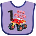 thumbnail image 3 of Inktastic Monster Truck How I Roll 1st Birthday Boys Baby Bib, 3 of 4