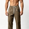 thumbnail image 4 of Lmueinov Men's Straight Leg Breathable Pants Cotton Blend Drawstring Waist Loose Fit Lightweight Trousers for Summer Fall Beach Casual Vacation Wear S-5XL, 4 of 4