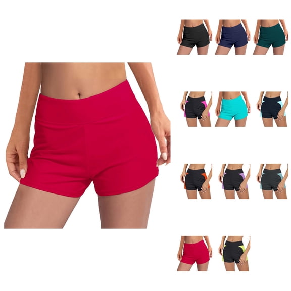 Women's Swimwear Menstrual Leakproof Swim Shorts, Wide Waistband Bathing Suit Bottoms for Girls Teens, Quick Dry 3 High Waist Period Swimwear