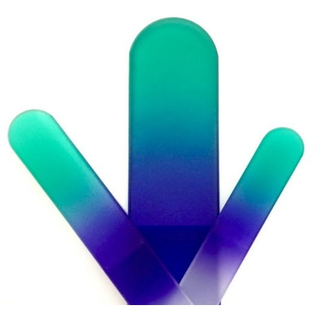 Bywabeé 3 Piece, Etched, Crystal Glass Nail File Set, Green/Blue-Small, Medium, and Pedicure (Best Crystal Nail File)