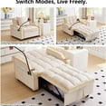 thumbnail image 5 of Convertible Sleeper Sofa, 3-in-1 Futon with USB Ports, Cup Holder & Phone Pocket, for Small Spaces, White, 5 of 9