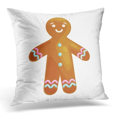 Sweet Gingerbread Man - ECCOT Christmas Cookies Smiling Decorated Icing Dancing Having Fun Happy Xmas Gingerbread Man Sweet Pillowcase Pillow Cover Cushion Case 20x20 inch