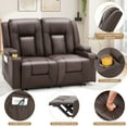 thumbnail image 2 of YODOLLA Manual Reclining Loveseat with Cup Holders&Side Pockets, PU Leather Double Recliner Loveseat  Home Theater Seating-Brown, 2 of 9