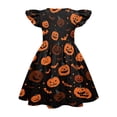thumbnail image 4 of Dresses For Girls Halloween Pumpkin Ghost Graphic Round Neck Sundress Soft Halloween Costume for Little Girls 4–12 Years, 4 of 4